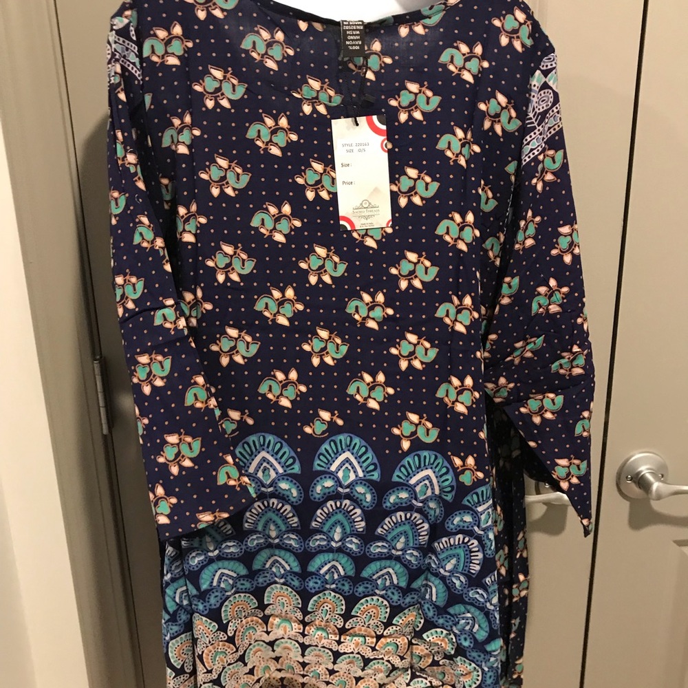 Sacred Threads Onesize Blouse. 220163. BL/GR - Picture 3 of 5